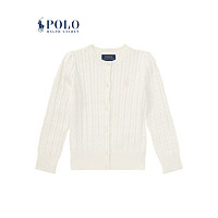 Polo Ralph Lauren 拉夫劳伦 女童 经典款绞花结棉针织开襟衫RL41758 E86-白色 2/2T