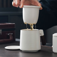相乐茗茶杯陶瓷茶水分离杯办公泡茶杯子带过滤陶瓷水杯马克杯男士 【陶瓷内胆】茶水分离杯 350ml