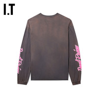 IT RHUDE男装长袖T恤复古街潮印花水洗褪色效果上衣012675ML