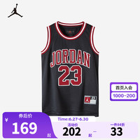 NIKE JORDAN 耐克AJ童装男童23号篮球服背心2024夏季儿童网眼T恤 正黑色 110/52(4)
