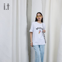 it b+ab女装圆领短袖T恤2024夏季趣味冰淇淋图案半袖W007010