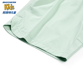 Skechers斯凯奇速干科技儿童短裤夏梭织耐磨柔软男女童运动裤P223K037 浅水绿/02GQ 160cm
