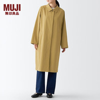 无印良品（無印良品 MUJI） 女式 不易沾水 立领大衣 BDE32A3S 长款外套 大衣 风衣 深暗黄色 XL