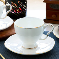 瓷侠客陶瓷金边咖啡杯碟套装简约办公室挂耳拿铁杯骨瓷家用轻奢下午茶杯 荷花杯碟