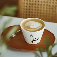 肆月日式陶瓷咖啡杯手握杯猪口杯主人杯哑光拉花杯 熊猫 1个