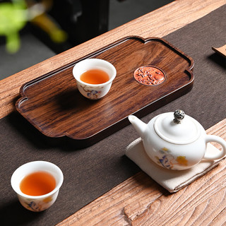 木语瓷缘黑檀木茶盘家用简约整块实木茶托盘竹制干泡盘功夫茶具简约茶台 黑檀木八角干泡盘-荷韵