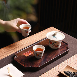 木语瓷缘黑檀木茶盘家用简约整块实木茶托盘竹制干泡盘功夫茶具简约茶台 黑檀木八角干泡盘-荷韵