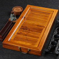神雕（SHEN DIAO）实木茶盘抽屉式储水排水双用鸡翅木茶台功夫茶具家用高档茶托盘 乌金木醉凡尘70*35*7