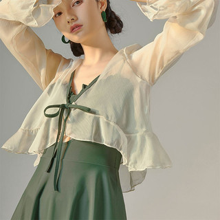 翊尚美泳衣女保守显瘦遮肚学生长袖防晒罩衫连体套装夏季平角裙式游泳衣