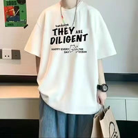 尔听短袖T恤男2024夏季ins潮牌美式高街男生半袖宽松体恤纯棉衣服 白色 M(80-100斤)