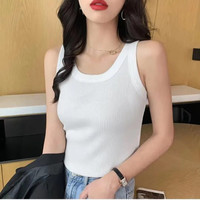 奕卬纯棉吊带女士背心夏内搭打底衫防走光外穿无袖螺纹背心 白色 均码【弹性大】