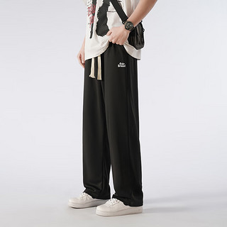 CLOR裤子男士潮流宽松直筒裤夏季薄款运动透气休闲裤CL04黑色L L（130-145斤）