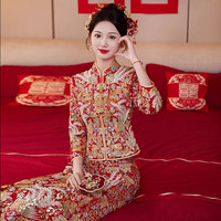 泰勒马丁秀禾服新娘龙凤褂2024古装嫁衣褂皇结婚礼服敬酒服婚服 231103 L