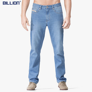 BILLION夏季牛仔裤男直筒薄款速干凉感休闲裤子中腰合体透气易打理J19674 674浅蓝（79内长） 30(2.37尺)