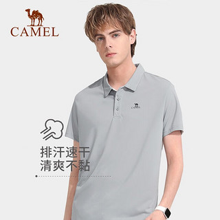 骆驼（CAMEL）户外短袖POLO衫男款春夏翻领休闲T恤速干运动上衣 A012251003A，贝壳米，男女同款 S