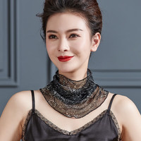 莱娅斯围脖女夏季桑蚕丝套头2024年假领子真丝围巾小丝巾春脖套 繁星点点