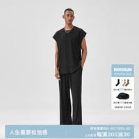 BODYDREAM夏季运动背心潮牌无袖坎肩男款t桖/轻薄垂感休闲裤套装 黑色 3XL
