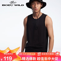 BODYWILD爱慕旗下内衣男吊带背心舒适打底可外穿时尚背心ZBN11QU1黑色185 黑色-背心