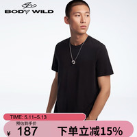BODYWILD爱慕旗下同款舒适打底可外穿短袖时尚T恤ZBN12QU1黑色165 黑色-短袖