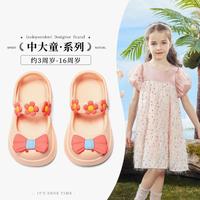 【甜美蝴蝶结洞洞鞋】女童鞋2024夏季儿童小女孩凉鞋拖鞋