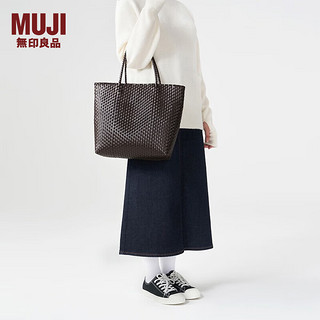 无印良品（MUJI） 手包 环保材料 手提包菜篮子 织包草包 包包 女包 咖啡棕色 小 长24*宽10*高24cm