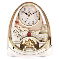 霸王 转摆音乐台钟精致工艺欧式家居客厅摆件座钟创意个性钟表4212ARMKS 金色 4212金色-带音乐
