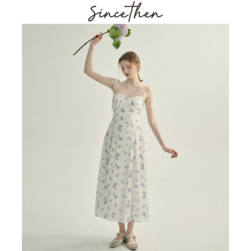 sincethen 法式吊带裙夏碎花裙子海边长裙度假风连衣裙女夏季