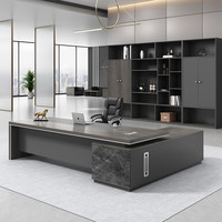 舒炫 SHUXUAN）老板桌总裁办公桌简约现代经理主管办公桌椅组合大班台办公家具 1.8米老板桌+侧柜