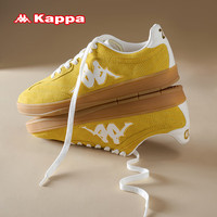 KAPPA卡帕男鞋夏季德训鞋子男软底运动休闲鞋外穿轻便透气商务板鞋 锡兰黄/经典白 38