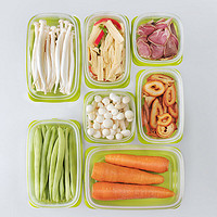 茶花保鲜盒冰箱收纳盒1200ml*4个食品级带盖密封塑料水果蔬菜盒