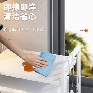 铂呐苓 厨房置物架微波炉架固定款收纳架锅架调料架烤箱架子加厚储物架 微波炉置物架固定款【白色53cm】