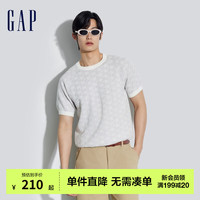 Gap男装2024夏季新款满印老花logo圆领短袖质感时髦针织衫891719 灰白色 1