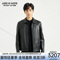 利郎轻时尚男装【绵羊头层皮】皮衣男哑光皮夹克外套Q3QZP001 黑 170