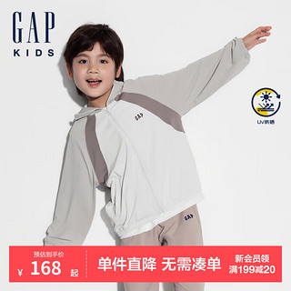 Gap 盖璞 男童夏季logo户外拼色防晒外套儿童装连帽衫465974 卡其色 160cm(14-15岁)亚洲尺码
