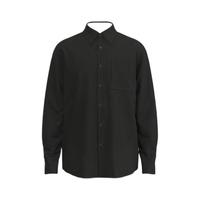 URBAN REVIVO 男士时尚贴袋按扣宽松长袖开襟衬衫 UMF240062 正黑 M