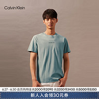 Calvin Klein Jeans24早秋男士时尚通勤ck格子图案印花纯棉短袖T恤J326029 PFF-石板灰 L