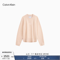 Calvin Klein Jeans24秋季女士休闲通勤ck刺绣柔软圆领针织毛衣J225376 ABJ-水红 M