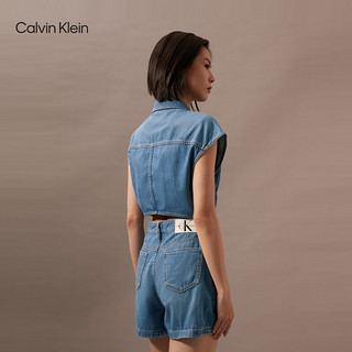 Calvin Klein Jeans24早秋女士复古ck工装风露腰无袖牛仔连体短裤J223960 1AA-牛仔浅蓝 L