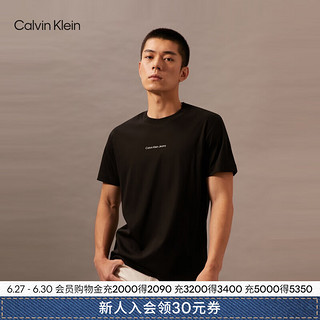 Calvin Klein Jeans24早秋男士时尚通勤ck格子图案印花纯棉短袖T恤J326029 BEH-太空黑 XL