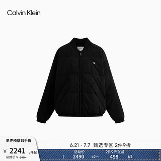 Calvin Klein Jeans24秋季男士休闲ck小格纹鸭绒拉链棒球领羽绒服J327314 BEH-太空黑 M