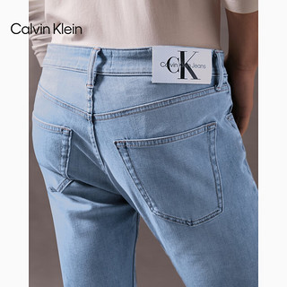 Calvin Klein Jeans24早秋男士经典ck标牌洗水弹力楔形锥形牛仔裤J325960 1AA-牛仔浅蓝 34