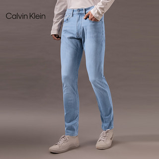 Calvin Klein Jeans24早秋男士经典ck标牌洗水弹力楔形锥形牛仔裤J325960 1AA-牛仔浅蓝 32