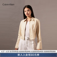 Calvin Klein Jeans24早秋女简约ck刺绣拉链翻领棉质微弹长袖衬衫J223598 RAE-卡其 XS