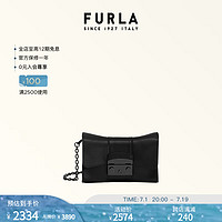 芙拉（FURLA）METROPOLIS牛皮革迷你女士通勤链条斜挎包 黑色