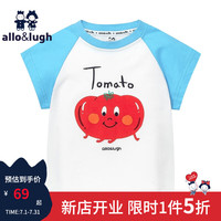 allo&lugh阿路和如夏季童装儿童男女短袖纯 棉t恤帅气休闲半袖 蓝色 120cm