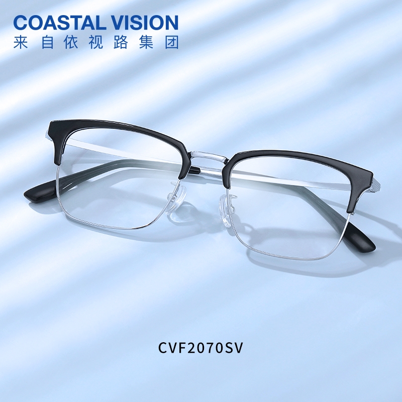 防蓝光1.60折射率近视眼镜片现片*2+镜宴镜框眉框2070SV