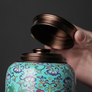 茶艺贵族 瑾山珐琅彩 茶叶罐