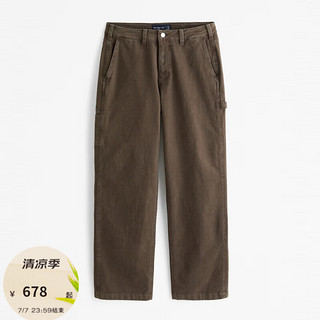 ABERCROMBIE & FITCH男装 24秋季复古时尚潮流百搭宽松工装裤KI130-4078 深棕色 32/32 180/82A