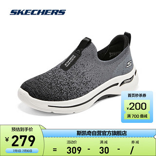 SKECHERS 斯凯奇 春一脚蹬女子健步鞋124873 黑色/白色/BKW 38