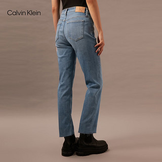 Calvin Klein Jeans24早秋女士拉链斜插袋ck高腰修身直筒牛仔裤J223946 1A4-牛仔浅蓝 28